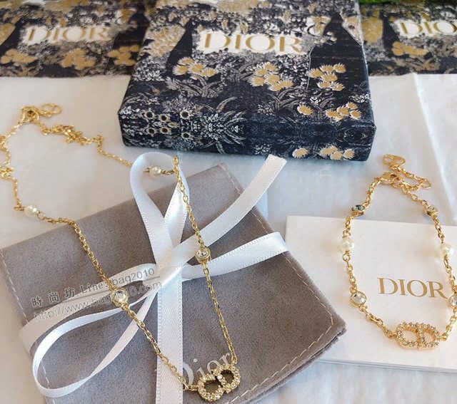 Dior飾品 迪奧經典熱銷款鑲鑽手鏈項鏈 套裝  zgd1042